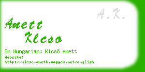 anett klcso business card